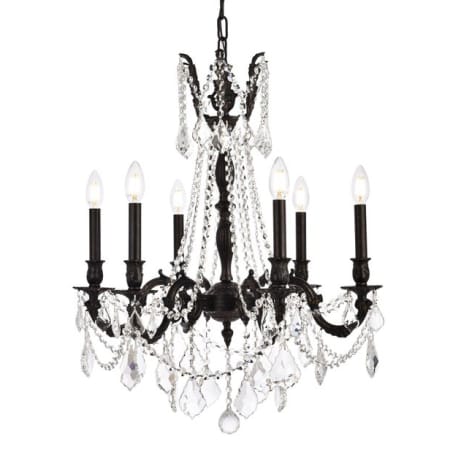 Elegant Lighting Rosalia 6 Light 23" Wide Crystal Chandelier with Golden Teak Royal Cut Crystals Dark Bronze