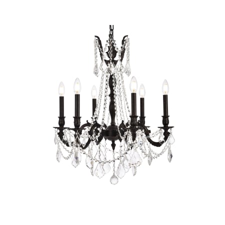 Elegant Lighting Rosalia 6 Light 23" Wide Crystal Chandelier with Clear Royal Cut Crystals Dark Bronze