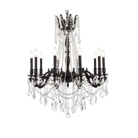 Elegant Lighting Rosalia 10 Light 28" Wide Crystal Chandelier with Clear Royal Cut Crystals Dark Bronze