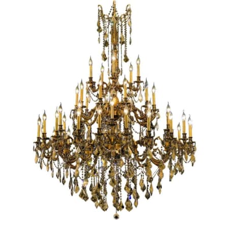 Elegant Lighting Rosalia 45 Light 54" Wide Crystal Chandelier with Golden Teak Royal Cut Crystals French Gold