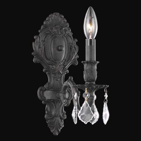Elegant Lighting Monarch 12" Tall Wall Sconce with Clear Royal Cut Crystals Dark Bronze
