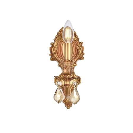 Elegant Lighting Monarch 12" Tall Wall Sconce with Golden Teak Royal Cut Crystals French Gold
