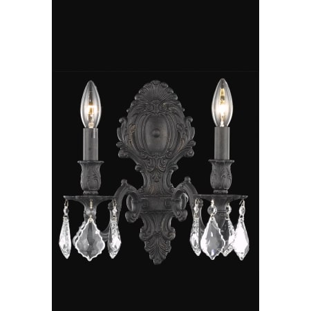 Elegant Lighting Monarch 2 Light 12" Tall Wall Sconce with Clear Royal Cut Crystals Dark Bronze