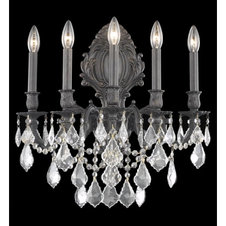 Elegant Lighting Monarch 5 Light 24" Tall Wall Sconce with Clear Royal Cut Crystals Dark Bronze