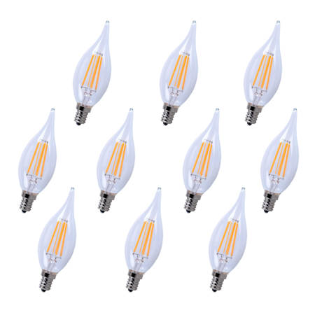 Elegant Lighting Pack of (10) Jovi 4 Watt Vintage Edison Dimmable B10 Candelabra (E12) LED Bulbs - 300 Lumens, 3000K, and 80CRI Clear
