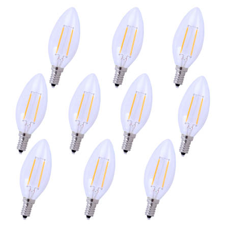 Elegant Lighting Pack of (10) Kerz 2.5 Watt Vintage Edison Dimmable B10 Candelabra (E12) LED Bulbs - 165 Lumens, 3000K, and 80CRI Clear