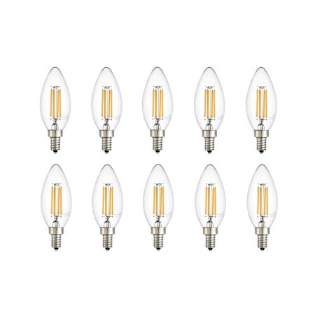 Elegant Lighting Pack of (10) Kerz 6 Watt Vintage Edison Dimmable B10 Candelabra (E12) LED Bulbs - 480 Lumens, 3000K, and 80CRI Clear