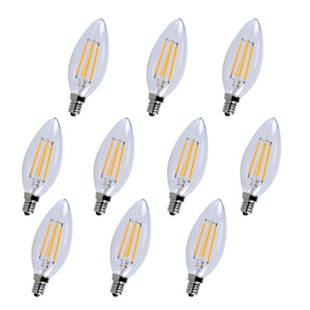 Elegant Lighting Pack of (10) Kerz 4 Watt Vintage Edison Dimmable B10 Candelabra (E12) LED Bulbs - 300 Lumens, 5000K, and 80CRI Clear
