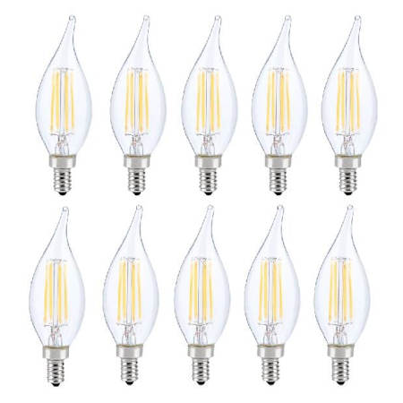Elegant Lighting Pack of (10) Jovi 6 Watt Vintage Edison Dimmable B10 Candelabra (E12) LED Bulbs - 480 Lumens, 5000K, and 80CRI Clear