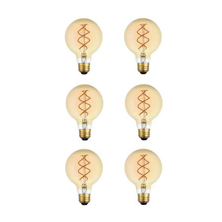 Elegant Lighting Pack of (6) Edris 6 Watt Vintage Edison Dimmable G25 Medium (E26) Edris LED Bulbs - 300 Lumens, 2700K, and 80CRI Amber