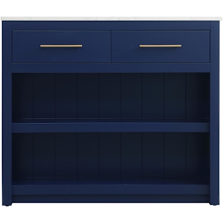 Elegant Lighting Osman 42" Wide Marble Top Wood Kitchen Island Blue