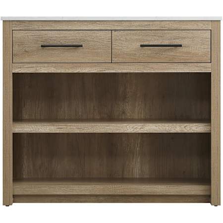 Elegant Lighting Osman 42" Wide Marble Top Wood Kitchen Island Natural Oak