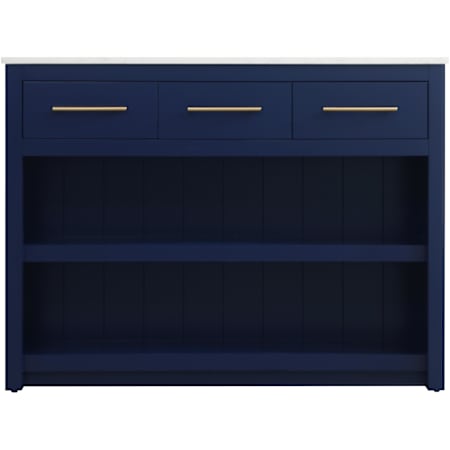 Elegant Lighting Porter 48" Wide Marble Top Wood Kitchen Island Blue