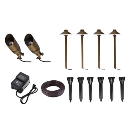 Elegant Lighting Landscape Lighting Set with 2 Accent Lights and 4 Path Lights - Transformer Included Antique Brass