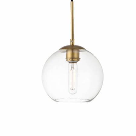 Elegant Lighting Baxter 8" Wide Mini Pendant Brass / Clear