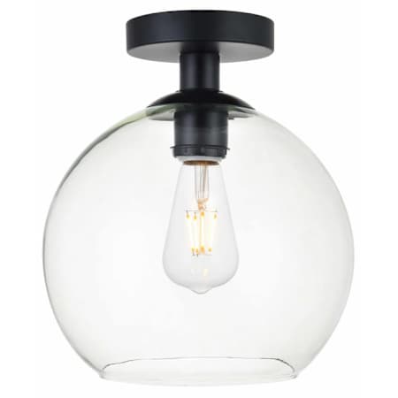 Elegant Lighting Baxter 10" Wide Semi-flush Globe Ceiling Fixture Black / Clear