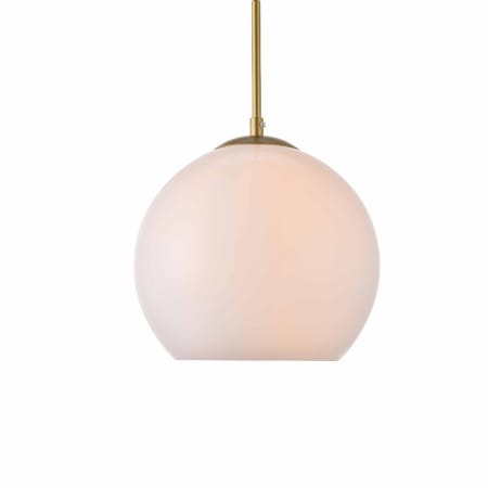 Elegant Lighting Baxter 10" Wide Pendant Brass / Frosted White