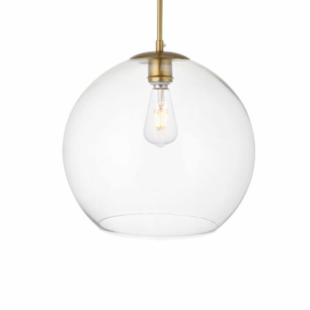 Elegant Lighting Baxter 14" Wide Pendant Brass / Clear
