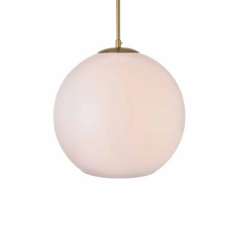 Elegant Lighting Baxter 14" Wide Pendant Brass / Frosted White