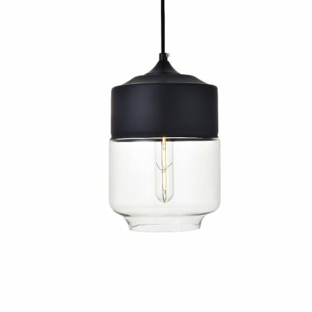 Elegant Lighting Ashwell 7" Wide Mini Pendant Black / Clear