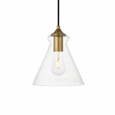 Elegant Lighting Destry 8" Wide Mini Pendant Brass / Clear