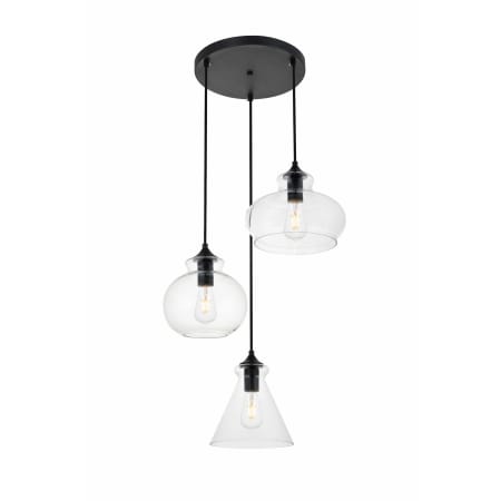 Elegant Lighting Destry 3 Light 19" Wide Multi Light Pendant Black / Clear