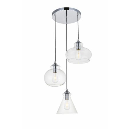 Elegant Lighting Destry 3 Light 19" Wide Multi Light Pendant Chrome / Clear