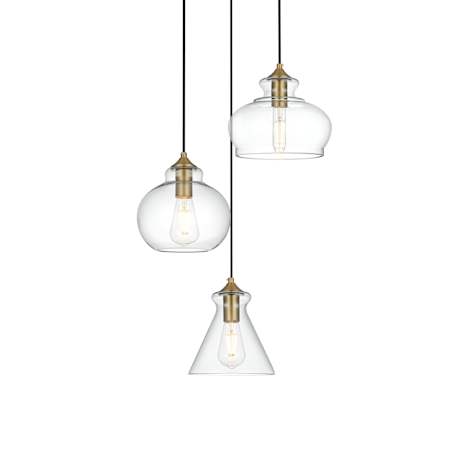 Elegant Lighting Destry 3 Light 19" Wide Multi Light Pendant Satin Gold