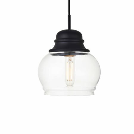 Elegant Lighting Kenna 8" Wide Mini Pendant Black / Clear