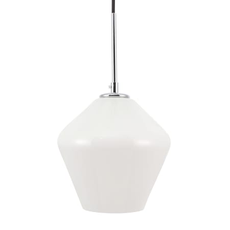 Elegant Lighting Gene Single Light 8" Wide Mini Pendant with Frosted Glass Chrome