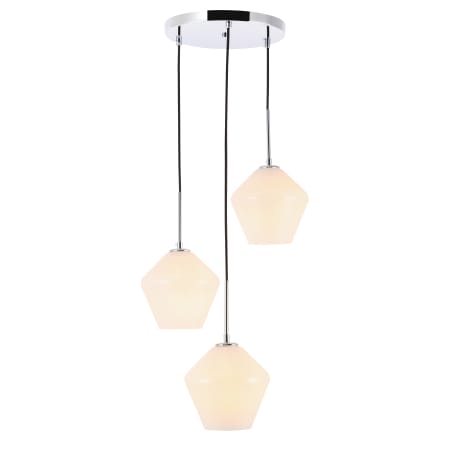 Elegant Lighting Gene 3 Light 18" Wide Multi Light Pendant with Frosted Glass Chrome