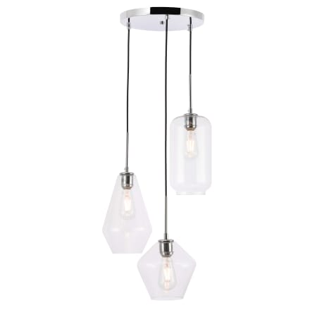 Elegant Lighting Gene 3 Light 17" Wide Multi Light Pendant Chrome