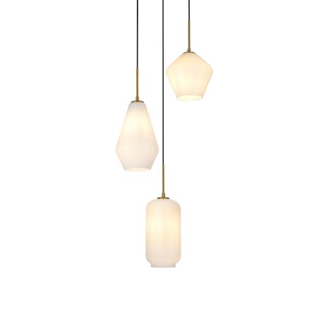 Elegant Lighting Gene 3 Light 17" Wide Multi Light Pendant Satin Gold