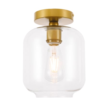 Elegant Lighting Collier 7" Wide Semi-flush Ceiling Fixture Brass