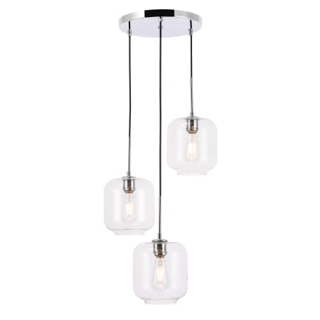 Elegant Lighting Collier 3 Light 18" Wide Multi Light Pendant with Clear Glass Chrome