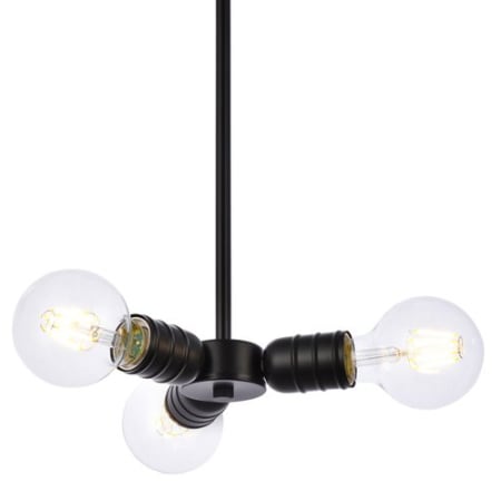 Elegant Lighting Reyes 3 Light 8" Wide Mini Pendant Black