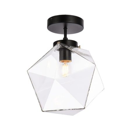 Elegant Lighting Lawrence 10" Wide Semi-flush Ceiling Fixture Black / Clear