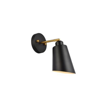 Elegant Lighting Halycon 11" Tall Bathroom Sconce Black / Brass