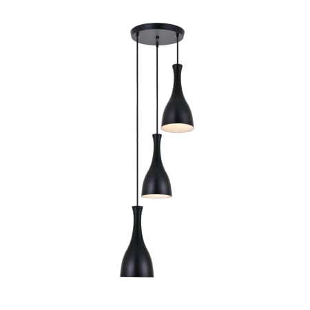 Elegant Lighting Aiken 3 Light 14" Wide Multi Light Pendant Black