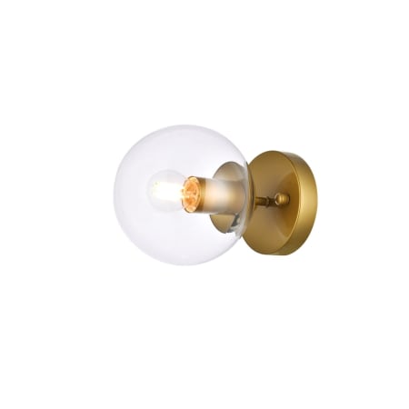 Elegant Lighting Mimi 6" Tall Wall Sconce with Clear Glass Shade Brass / Clear