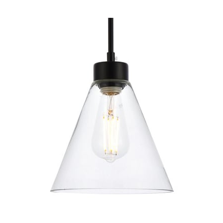 Elegant Lighting Mera 8" Wide Mini Pendant with Clear Glass Shade Black