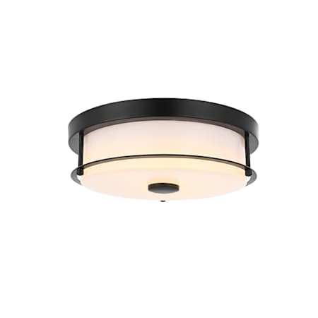 Elegant Lighting Kolson 12" Wide 18 Watt Flush Mount Drum Ceiling Fixture Black