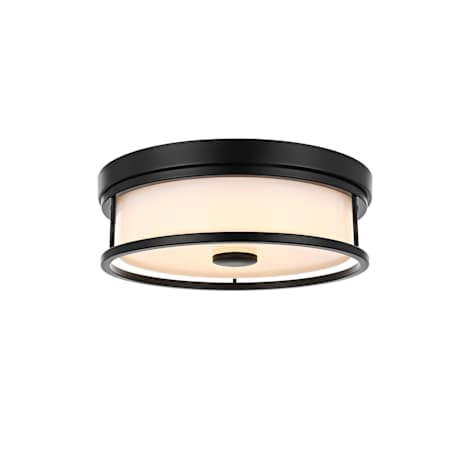 Elegant Lighting Kolson 12" Wide Flush Mount Drum Ceiling Fixture Black