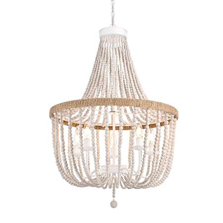 Elegant Lighting Jolie 5 Light 24" Wide Multi Light Pendant Antique White