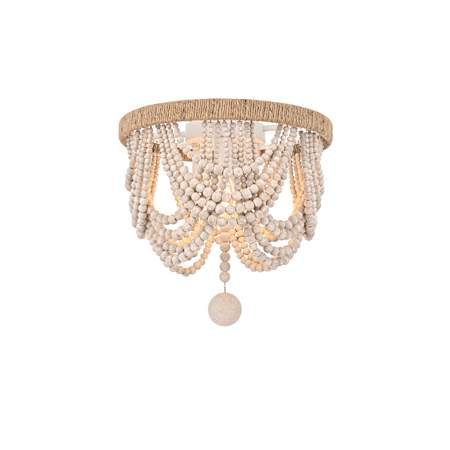 Elegant Lighting Jolie 3 Light 12" Wide Flush Mount Drum Ceiling Fixture Antique White