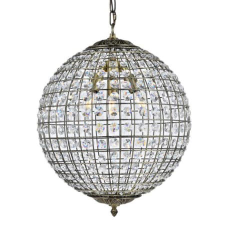 Elegant Lighting Earlene 3 Light 16" Wide Crystal Pendant with Clear Crystal Accents Antique Bronze