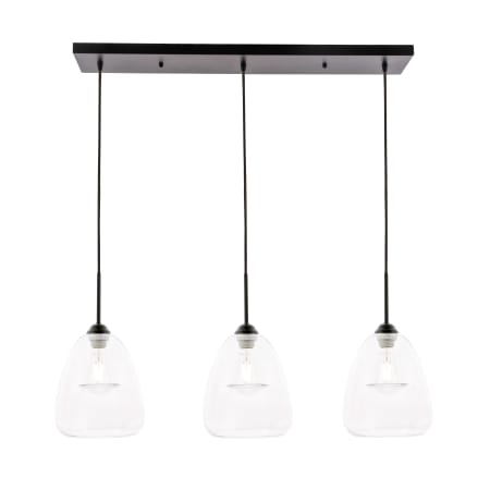 Elegant Lighting Kason 3 Light 36" Wide Linear Pendant Black