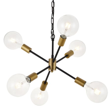 Elegant Lighting Nolan 6 Light 16" Wide Abstract Sputnik Chandelier Matte Black