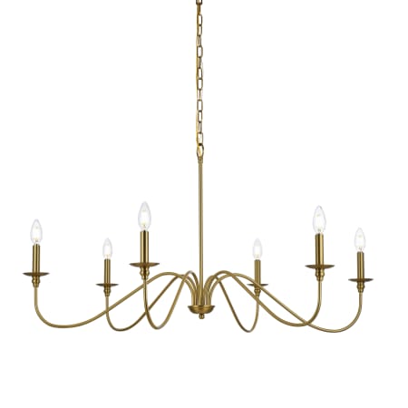Elegant Lighting Rohan 6 Light 42" Wide Taper Candle Style Chandelier Satin Gold