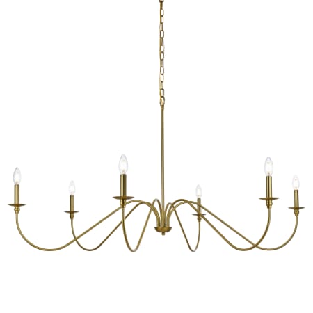 Elegant Lighting Rohan 6 Light 54" Wide Taper Candle Style Chandelier Satin Gold